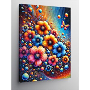 Kanvas Tablo Renkli Çiçek Deseni Ve Canlılık 100x140 cm