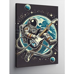 Kanvas Tablo Uzayda Gitar Çalan Astronot 100x140 cm