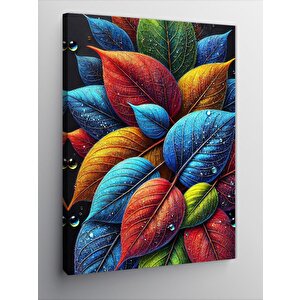 Kanvas Tablo Renkli Yaprak Deseni 50x70 cm