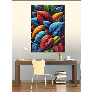 Kanvas Tablo Renkli Yaprak Deseni 50x70 cm