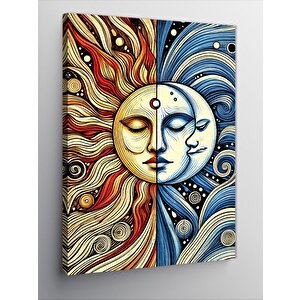 Kanvas Tablo Güneş Ve Ay Deseni 50x70 cm