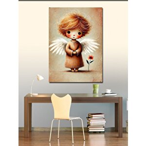 Kanvas Tablo Minik Melek Çiçekle 100x140 cm