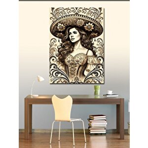 Kanvas Tablo Vintage Kadın Ve Çiçek 100x140 cm