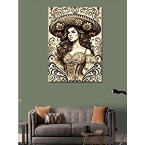 Kanvas Tablo Vintage Kadın Ve Çiçek 100x140 cm