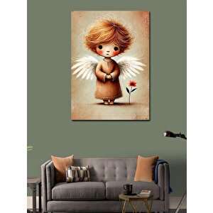 Kanvas Tablo Minik Melek Çiçekle 70x100 cm