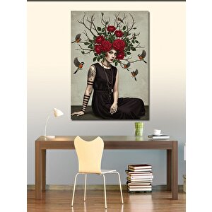 Kanvas Tablo Çiçek Taçlı Gotik Kadın 100x140 cm