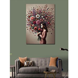 Kanvas Tablo Çiçeklerle Kaplı Kadın 50x70 cm