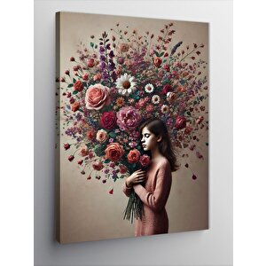 Kanvas Tablo Çiçeklerle Kaplı Kadın 70x100 cm