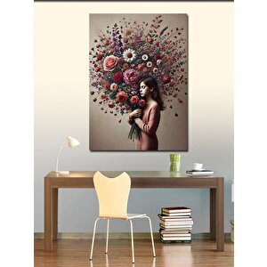 Kanvas Tablo Çiçeklerle Kaplı Kadın 70x100 cm