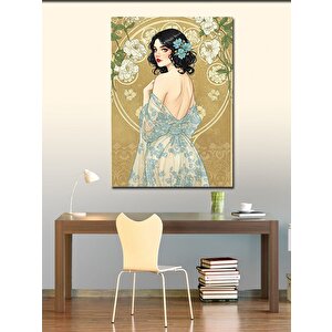 Kanvas Tablo Vintage Kadın Ve Çiçekler 100x140 cm