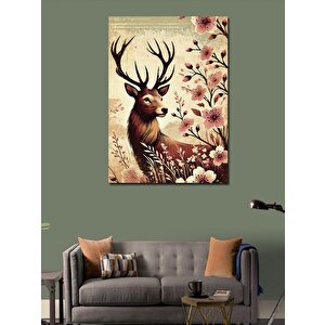 Kanvas Tablo Çiçekli Geyik Portresi 100x140 cm