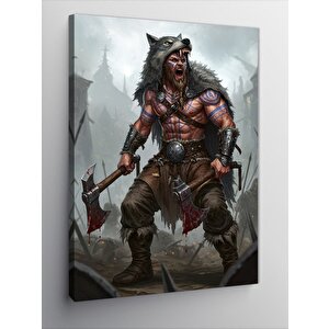 Kanvas Tablo Barbar Savaşçı Ve Kılıç 70x100 cm
