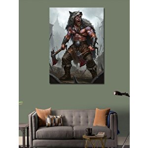 Kanvas Tablo Barbar Savaşçı Ve Kılıç 70x100 cm