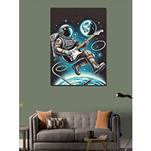 Kanvas Tablo Uzayda Gitar Çalan Astronot 100x140 cm
