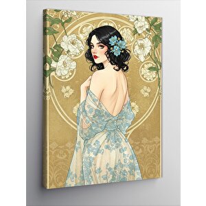 Kanvas Tablo Vintage Kadın Ve Çiçekler 70x100 cm