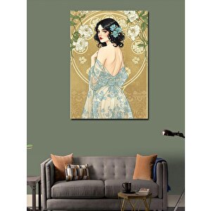 Kanvas Tablo Vintage Kadın Ve Çiçekler 70x100 cm