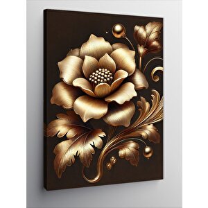 Kanvas Tablo Altın Çiçekler Ve Vintage Güzellik 50x70 cm