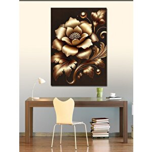 Kanvas Tablo Altın Çiçekler Ve Vintage Güzellik 50x70 cm