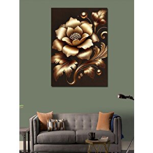 Kanvas Tablo Altın Çiçekler Ve Vintage Güzellik 50x70 cm