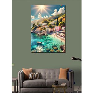 Kanvas Tablo Sahil Köyü Manzarası 70x100 cm