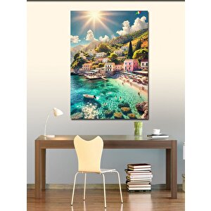 Kanvas Tablo Sahil Köyü Manzarası 50x70 cm