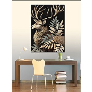 Kanvas Tablo Antik Geyik Ve Yaprak Sembolü 100x140 cm