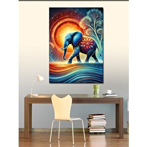 Kanvas Tablo Güneş Ve Renkli Fil 100x140 cm