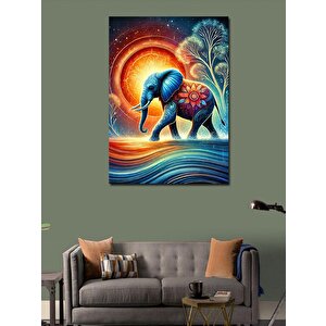 Kanvas Tablo Güneş Ve Renkli Fil 100x140 cm