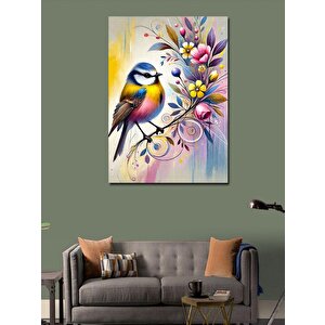 Kanvas Tablo Kuş Ve Renkli Çiçekler 70x100 cm