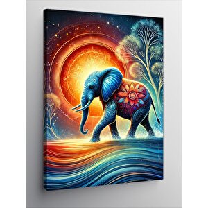 Kanvas Tablo Güneş Ve Renkli Fil 50x70 cm