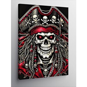 Kanvas Tablo Korsan Kafatası Ve Bayrak 50x70 cm