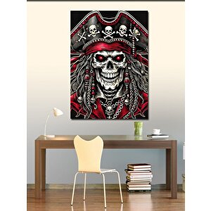 Kanvas Tablo Korsan Kafatası Ve Bayrak 70x100 cm