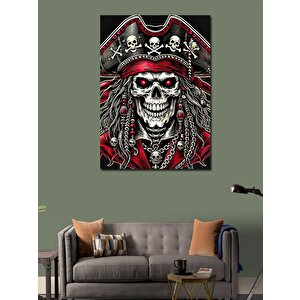 Kanvas Tablo Korsan Kafatası Ve Bayrak 100x140 cm