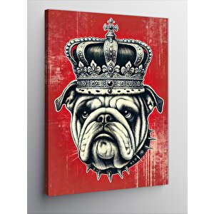 Kanvas Tablo Taçlı Bulldog Çizimi 70x100 cm