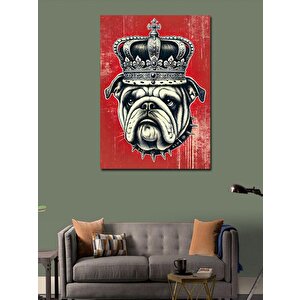 Kanvas Tablo Taçlı Bulldog Çizimi 70x100 cm