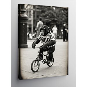 Kanvas Tablo Bisiklet Süren Maymun 100x140 cm
