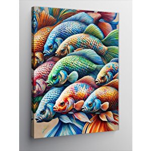 Kanvas Tablo Parlak Renklerde Balıklar 70x100 cm