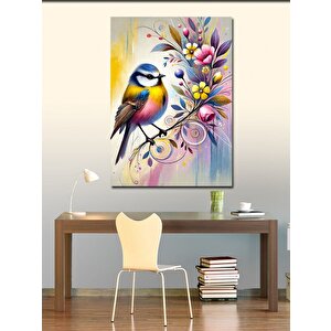 Kanvas Tablo Kuş Ve Renkli Çiçekler 100x140 cm