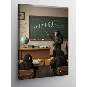 Kanvas Tablo Evrim Dersinde Maymunlar 100x140 cm