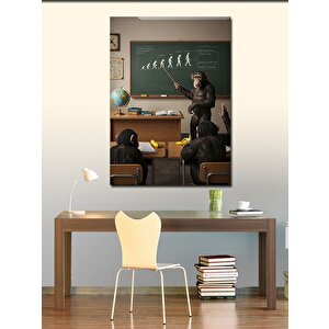 Kanvas Tablo Evrim Dersinde Maymunlar 100x140 cm