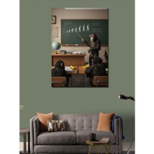 Kanvas Tablo Evrim Dersinde Maymunlar 70x100 cm