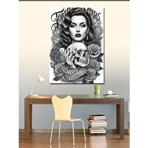 Kanvas Tablo Çiçekli Kadın Portresi 100x140 cm