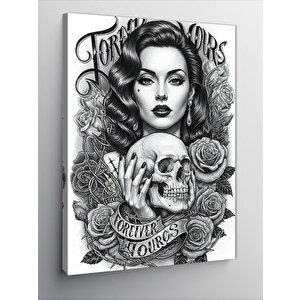 Kanvas Tablo Çiçekli Kadın Portresi 50x70 cm