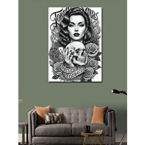 Kanvas Tablo Çiçekli Kadın Portresi 50x70 cm