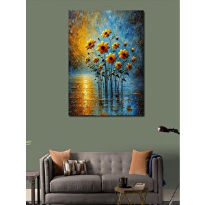 Kanvas Tablo Su Üzerindeki Sarı Çiçekler 50x70 cm