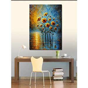 Kanvas Tablo Su Üzerindeki Sarı Çiçekler 70x100 cm
