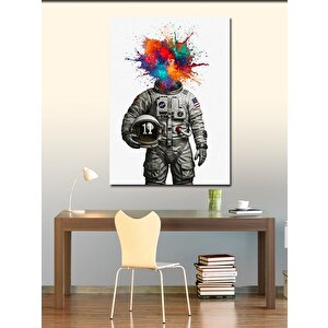 Kanvas Tablo Soyut Astronot Ve Renk Cümbüşü 50x70 cm
