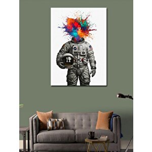Kanvas Tablo Soyut Astronot Ve Renk Cümbüşü 50x70 cm