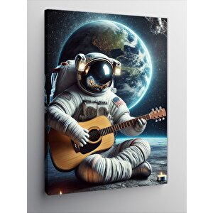 Kanvas Tablo Ayda Gitar Çalan Astronot 100x140 cm
