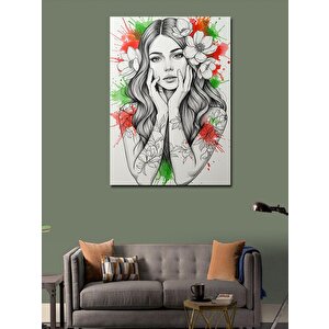 Kanvas Tablo Çiçekli Soyut Kadın Yüzü 100x140 cm